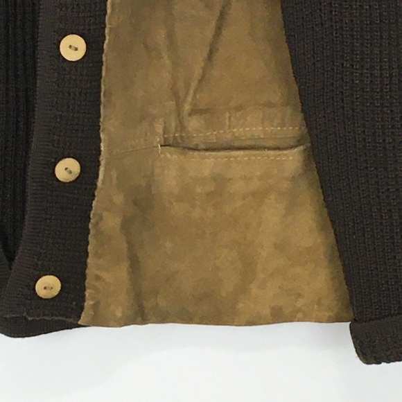 Vintage 1970s Wool Suede Cardigan brown tan - Picture 3 of 16